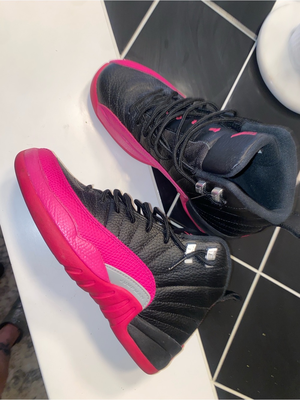 Jordan Kids Black and Hot Pink Basketball Shoes